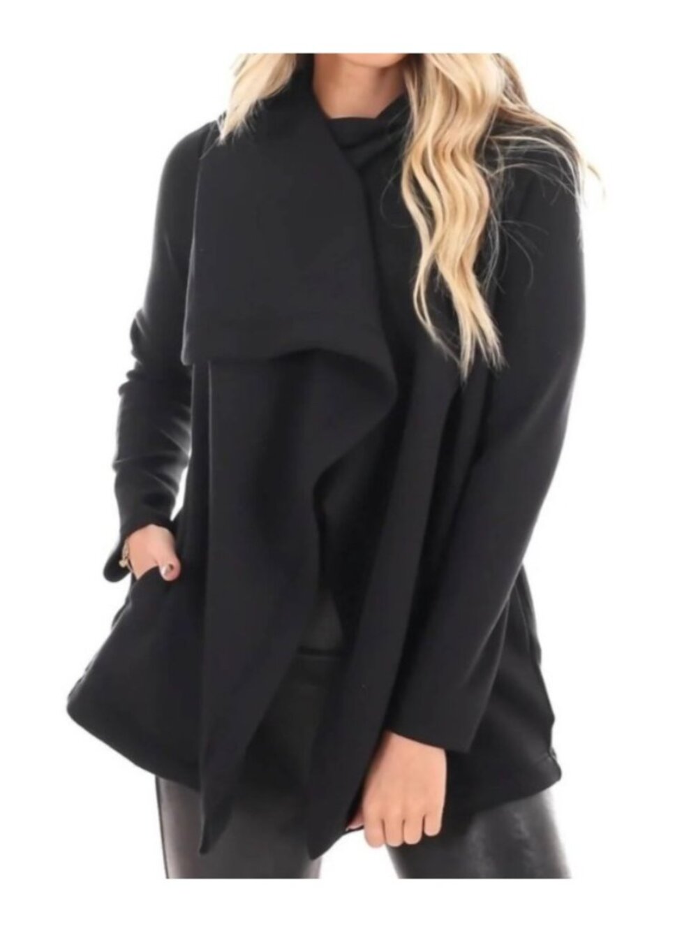 NEW Spanx Air Essentials Drapefront Cardigan Sweater Black XS Loungewear Black